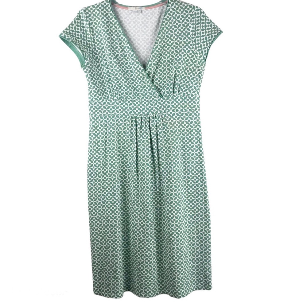 Boden | Green & White Faux Wrap Dress